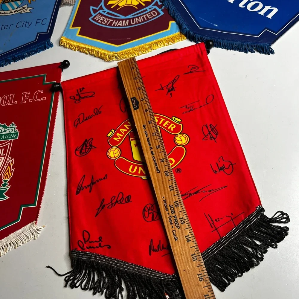 Vintage Premier League Pennant Lot Manchester United Liverpool Man City 5pc Set
